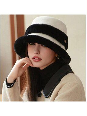 Fuzzy Faux Fur Bucket Hat White